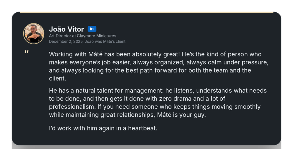 LinkedIn recommendation from João Vitor